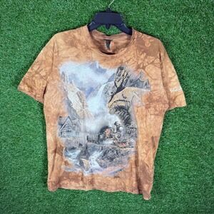 The Mountain Vintage 90s Tie Dye Train Waterfall Graphic T Shirt Men's XL
